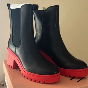 Wild Pair Black and Red Heeled Boots